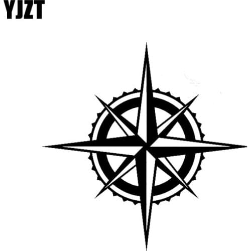 YJZT 15.2CM*15.2CM Vinyl Decal Compass Funny Car Stickers Black Silver C10-01170