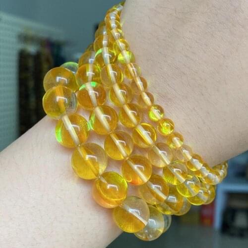 Yellow Round Glitter Austrian Crystal Beads Flash Moonstone Loose Beads For Jewelry Making Diy Bracelet Necklace 6/8/10/12mm 15