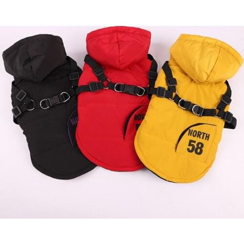 Winter Dog Coats For Small Dogs Waterproof Clothes Warm Puppy Jacket With Harness Fleece Lined Pet Zip Hooded Coat Pet Apparel