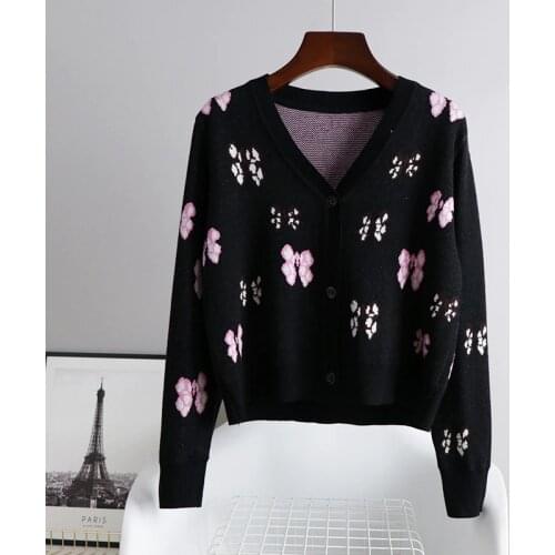 2020 Winter Sweater Women Knitted Pullover Long Sleeve Jumper Women Christmas Sweater V Neck Black Gray S M L XL