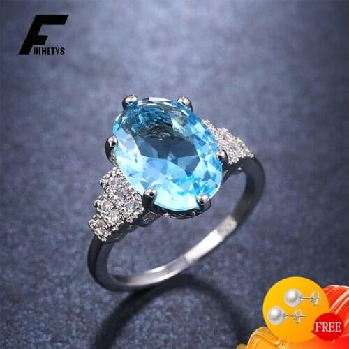 Bali Jelry Elegant Silver 925 Ring Jewelry Oval Shape Sapphire Zircon Gemstone Rings Accessories for Women Wedding Drop shipping
