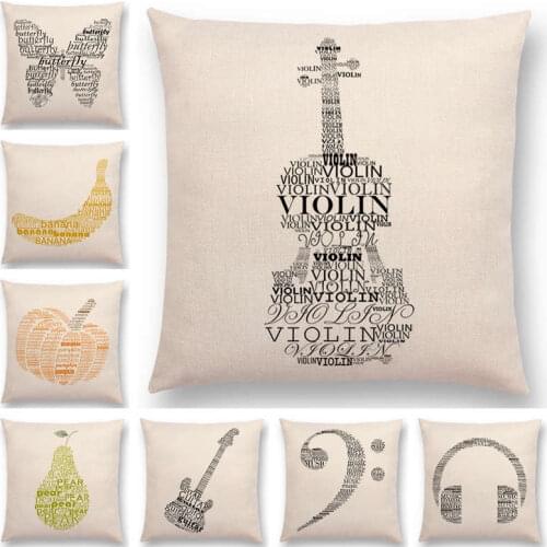 25 Designs Available Newest Letters Cushion Cover Fruit Music butterfly Prints Sofa Throw Pillow case
