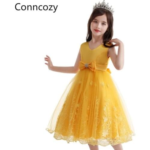 Ball Gowns Dresses Girls' Wedding Dresses Sequined Bowknot Dresses Childrens Day Performance Party Host Costumes Girls Dress