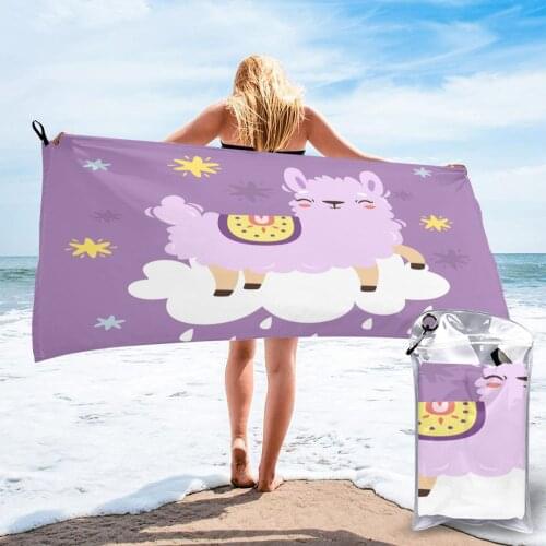Bath Towel Cute Llama Cloud Quick Dry Large Towel Thin Absorbent Soft Towel for Home Travel Camping Swimming Beach Sport