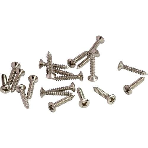 Musiclily Basic 2.5x15mm Metal Metric Thread Guitar String Guide Mounting Screws, Nickel (Set of 20)