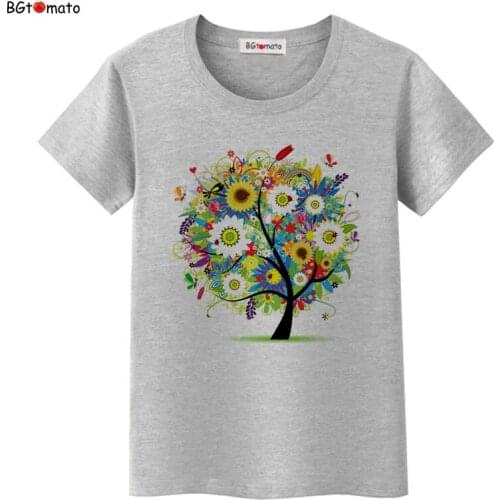 BGtomato Beautiful Autumn Maple trees printing t shirts women brand new fashion shirts comfortable breathable casual tops