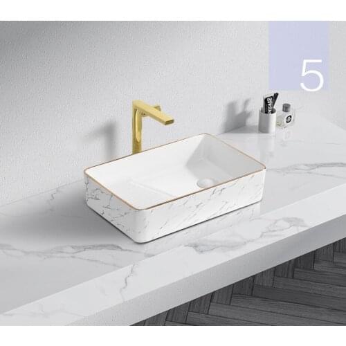 Side Drainer Above Counter Basin Balcony Vanity Sink Set Rectangular Bathroom Sink Cabinet White Wash Basin 211-5