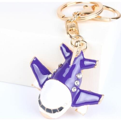 New Plane Airplane Aircraft Pendant Charm Rhinestone Crystal Key Chain Ring for Handbag Purse Carkey