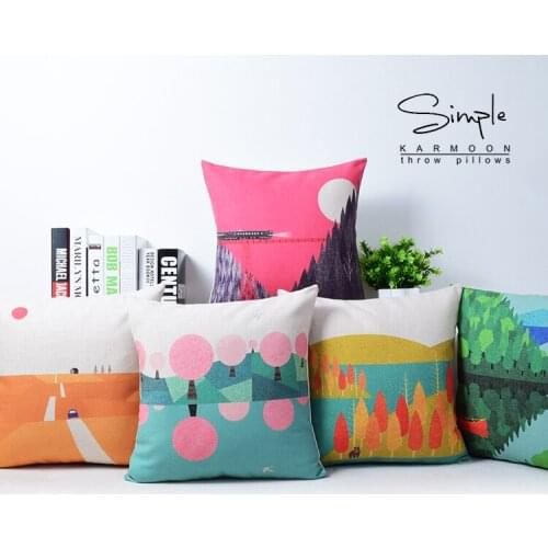 Pure and fresh and contracted the office 43 * 43 cotton and linen hold pillowcase scenery cushion for leaning on No Inner