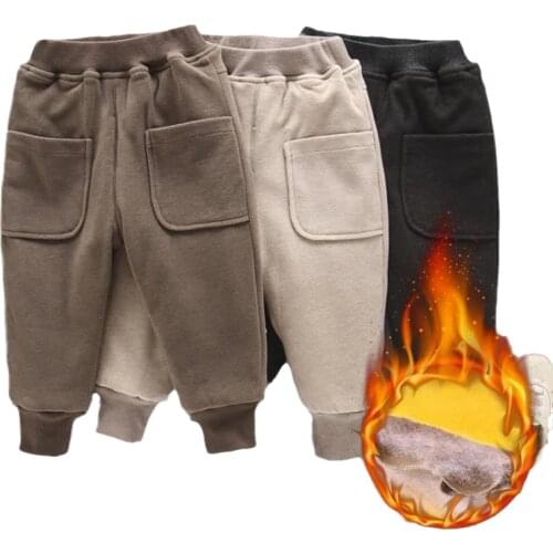 Children Cotton-Padded Pants Winter Baby Boys Warm Casual Pants 3 Colors Kids Sports Trousers Toddler Boy Joggers Leggings 5 6 7