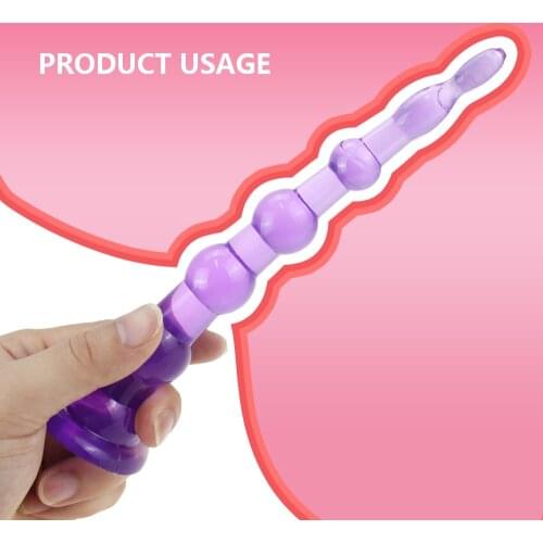 Long Anal Beads Butt Plug with Suction Cup Tower Massager Anal Expander Lesbian Masturbator Jelly Sex Toys for Women Men