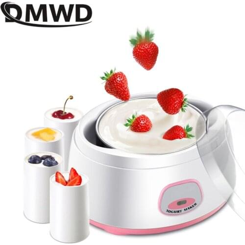 DMWD 220V/50Hz/15W 1000mL Electric Fully Automatic Yogurt Maker Machine Stainless Steel Inner Tank Mini Kithchen Appliance