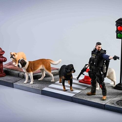 Jxk About13cm 1/12 Scale Huskies Castro St. Bernard Rottweiler English Bulldog Puppy Action Figure Scene Accessories