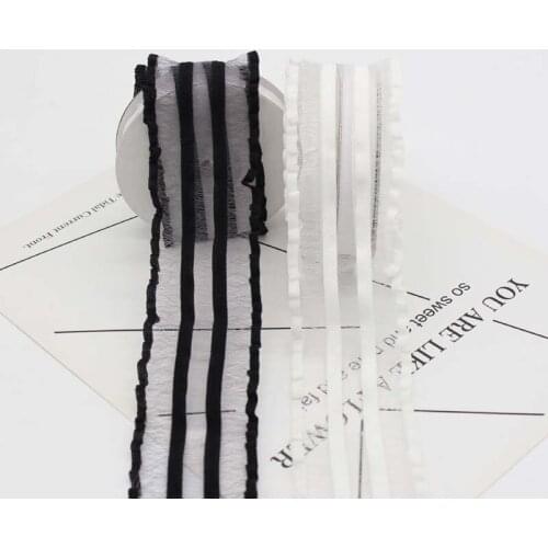 45mm lace ruffling fish filament elastic voile tape elastic ribbon DIY shoe hair headband garment embroider accessories