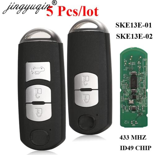 Jingyuqin 5pcs Car Remote Smart Key for MAZDA CX-3 CX-5 Axela Atenza Model No. SKE13E-01 or SKE13E-02 433mhz ID49