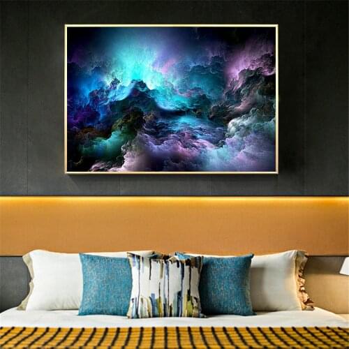 Painting On The Wall Abstract Poster Psychedelic Nebula Space Art Canvas Wall Art Picture Bedroom Decoration Cuadros