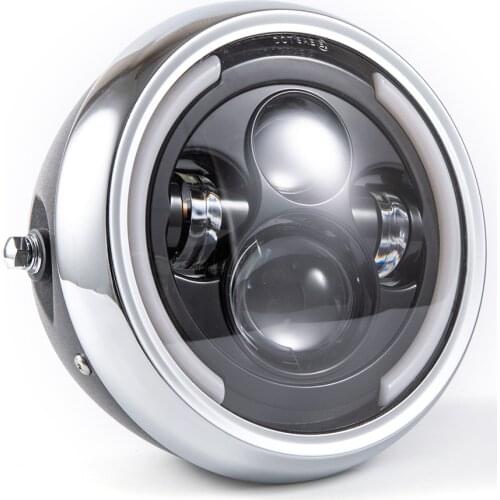 7.5"Round Motorcycle LED Headlight High Low Beam Angel Eye DRL Headlamp for Harley Sportster Cafe Racer Bobber Honda CB400