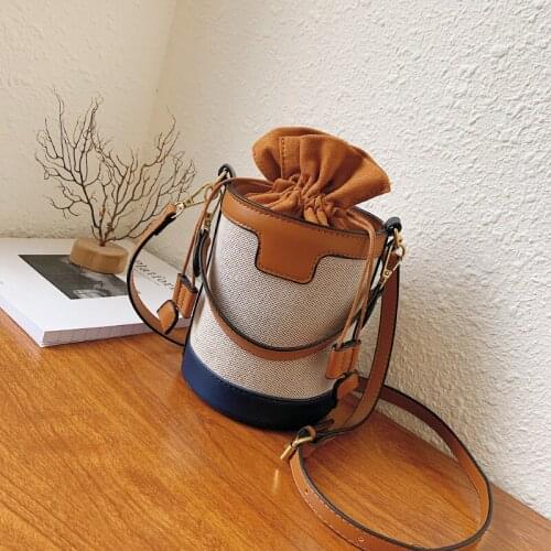 Small female Shoulder Messenger Bag Casual ladies totes Patchwork Drawstring Bucket Bag for Womens Crossbody Bags Handbag