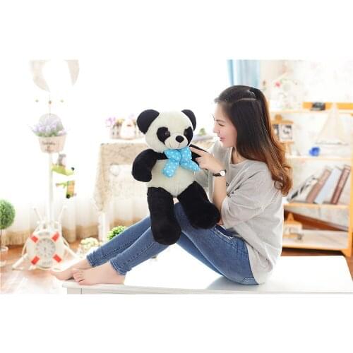 Small cute plush blue bow panda toy lovely panda doll about 60cm 0393