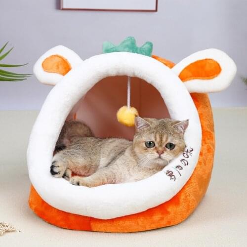 Cute Cat Bed Warm Pet Basket Cozy Kitten Lounger Cushion Cat House Tent Very Soft Small Dog Mat Bag For Washable Beds For Cats