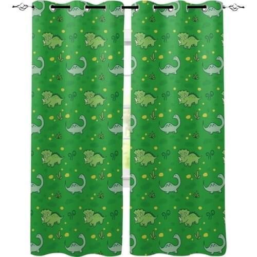 Cute Dinosaur Green Cartoon Room Window Curtain for Kids Room Bedroom Curtain for Girls Colorful cortinas