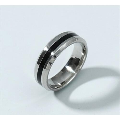 MOREDEAR Fashion 6 MM Stainless Steel Middle Of Black Ring For Men