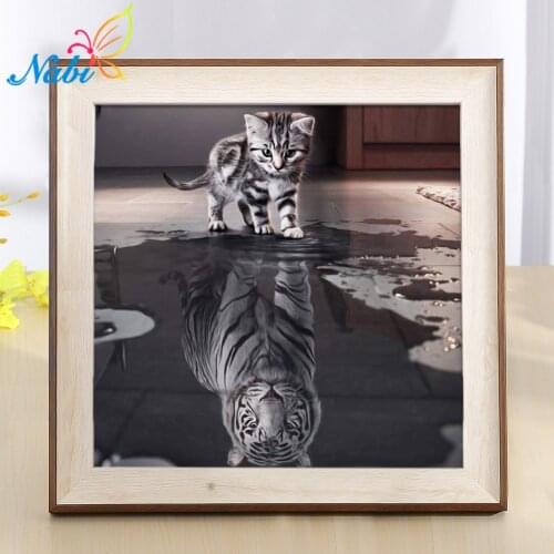 Nabi Animal Cat and tiger 5D Diy Diamond Painting Full Square diamante Mosaic drill icons Daimond Embroidery Rhinestones Paint
