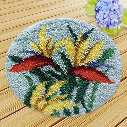 Flower Pattern Latch Hook Kit Carpet Mat Rug Cushion for Beginner DIY Craft 20