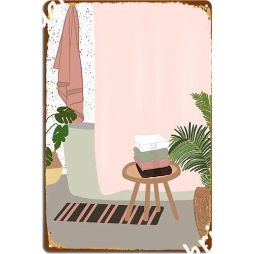 Bathroom Art Monstera Leaf Art Bathroom Metal Sign Cinema Kitchen Design Wall Decor Wall Tin Sign Poster