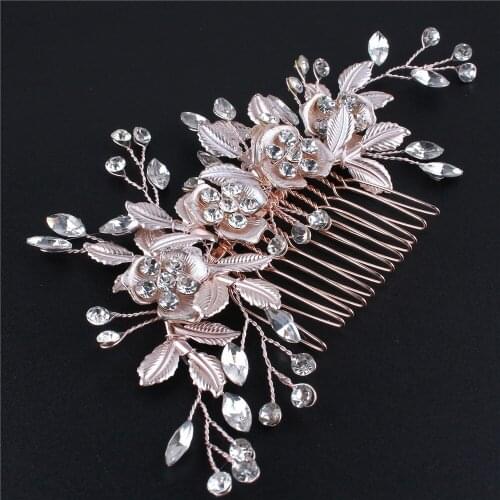 New Design Silver Pearl Hair Jewelry Bridal Handmade Crystal Wedding Tiara Hair Combs Hot Sale Headpiece Bridal Hair Accessories
