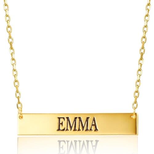 Personalized Jewelry Gifts Stainless Steel Engraving rectangle Name Necklace Customized Nameplate Necklaces Birthday Gift