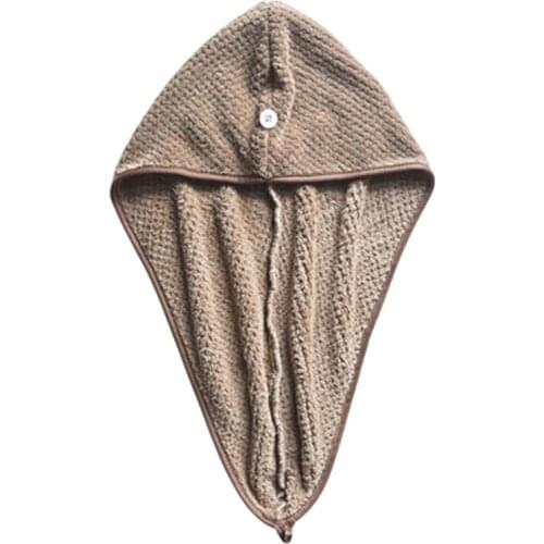 Micro Fiber Hair Towel Hair Drying Towels Quick Dry Hat Cap Twist Head Towel with Button AC889