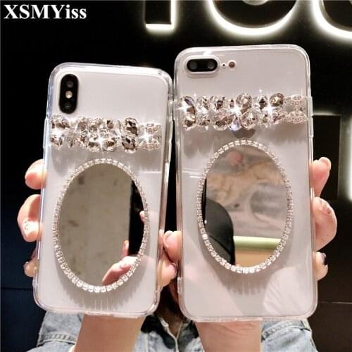 XSMYiss Transparent Mirror Case For iPhone 6 6S 7 8 Plus Luxury Bling Diamond Soft TPU Case For iPhone X Xs Max XR Back Cover