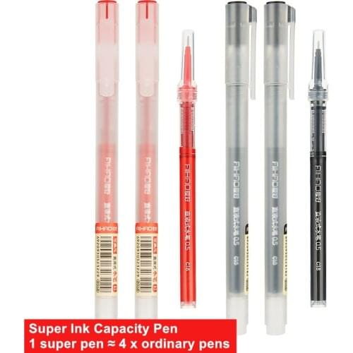 2+6Pcs/Set 0.5mm Blue Black Ink Gel Pen Large Capacity Refill Rod Washable Handle School Writing Stationery Gel Ink Pen