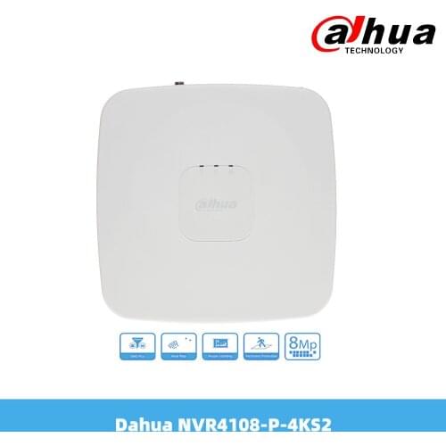 Dahua Max 8MP 4K&H.265 4PoE 8 Channel Smart 1U Lite Network NVR 1080P Video Recorder With 1SATA NVR4108-P-4KS2
