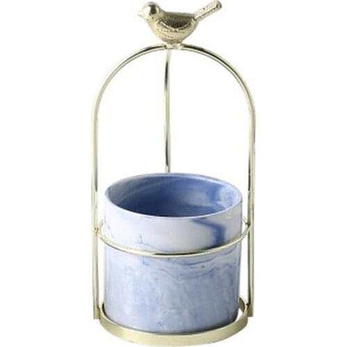 Portable Small Flowerpot Creative Nordic Iron Dry Flower Vase Table Top Ceramic Bow Fleshy Flowerpot Office Decoration Planter