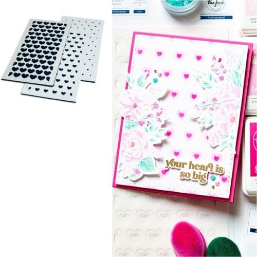 SLIMLINE HEARTS BUILDER LAYERING STENCIL Stencils for DIY Scrapbooking Album Stamp Make Paper Card Embossing New Die Cut 2021