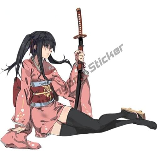 Beautiful Girl In Gintama Anime Cartoon Beauty Warrior Vinyl Car Stickers for Window Bumper Laptop Scratch-Proof Decal KK13x13cm