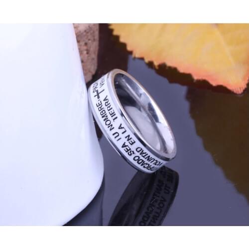Vintage jewelry accessory White oil Bible titanium steel men ring male woman gift finger rings