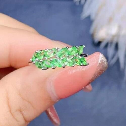 High quality Tsavorite S925 Pure Silver Gemstone Ring Fine Fashion Wedding Jewelry for Women MeiBaPJFS