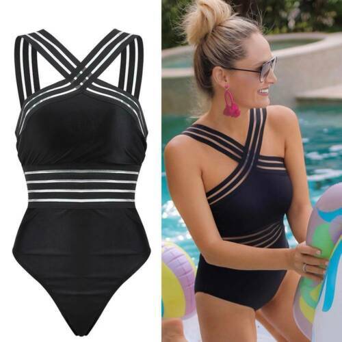 Women Summer Swimming One Piece Swimwear Ladies Sexy Solid Color Push Up Padded Swimsuit Beachwear Swimming Bikini Bathing Suit