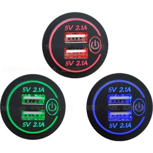 1pc Suitable for car and motorcycle modification car charger dual aperture DC 5V 4.2A with touch switch car USB car charger