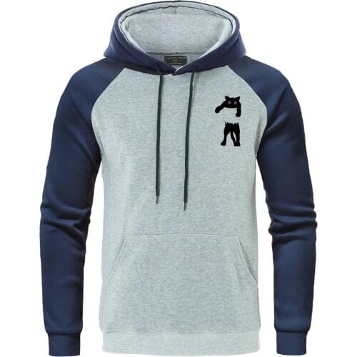 2019 Autumn Raglan Hoodies Fashion New Pullovers Men Funny Cat in Pocket printed Sweatshirts Casual Harajuku Tracksuit Loose Top