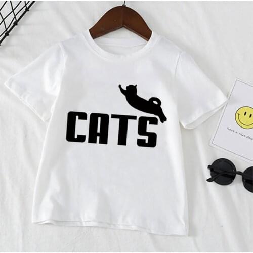 2021 Cats Children Short Sleeve T-shirt Boys Girls Harajuku T Shirts Fashion Print Kawaii Tops Kids Summer Tees Clothes,YKP153