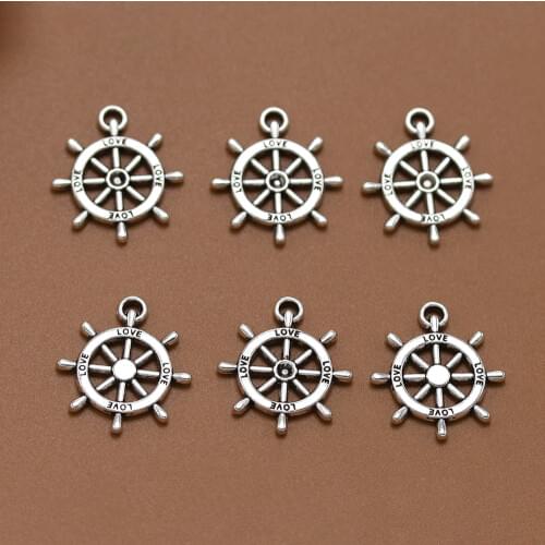 ANGRLY 50pcs 22*20mm Have Hook Up Fashion Retro Alloy Ancient Silver Boat Anchor Pendant DIY Fashion Accessories Metal Handmade