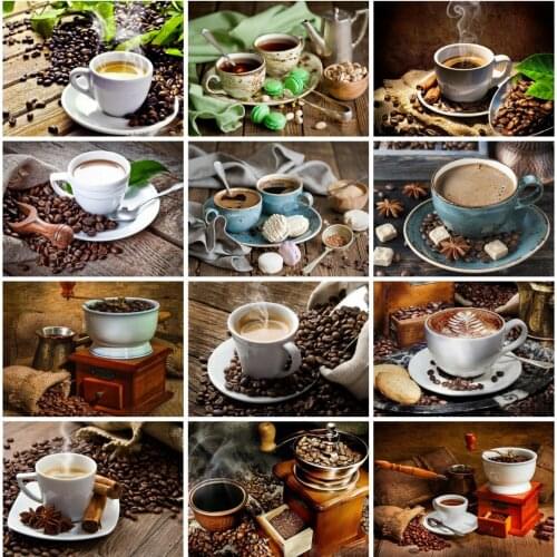 HUACAN 5D Diamond Painting Coffee Full Drill Square Diamond Mosaic Landscape Home Decoration