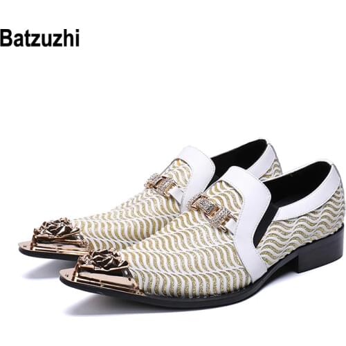 Batzuzhi Luxury Handmade Mens Dress Shoes Italian Zapatos Hombre Pointed Iron Toe Wedding and Party Dress Shoes Men Formal,US12