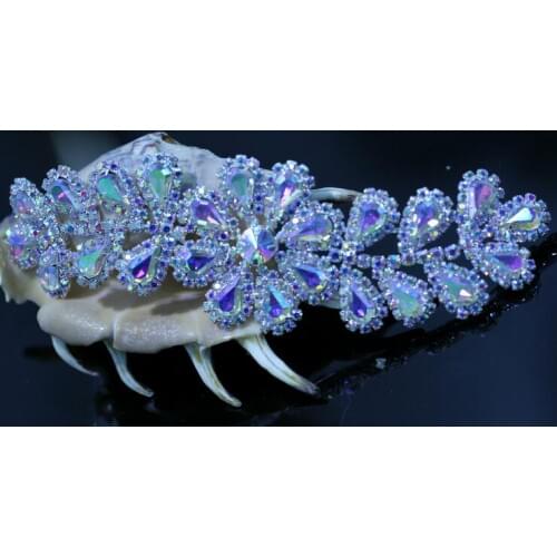 Free Shipping Wholesale 5pcs/lot 6.6"x2" Rhinestone Applique for Wedding Gown Bridal Sash Evening Wear Rhinestone Patch ML16