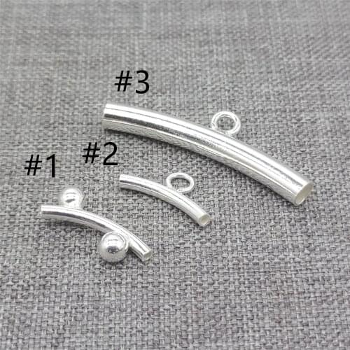 10pcs of 925 Sterling Silver Curve Tube Beads w/ Bail Tube Spacers for Bracelet