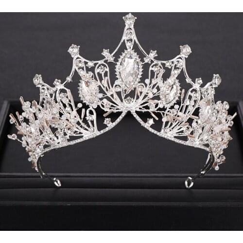 Fashion Handmade Silver color Crystal tiaras and crowns For Wedding Hair Accessories Bride Queen Crown Headpieces Hair Jewelry